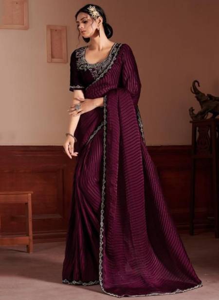 Wine Colour MEHEK 427 COLOURS New Stylish Designer Party Wear Silk Latest Saree Collection 427-E